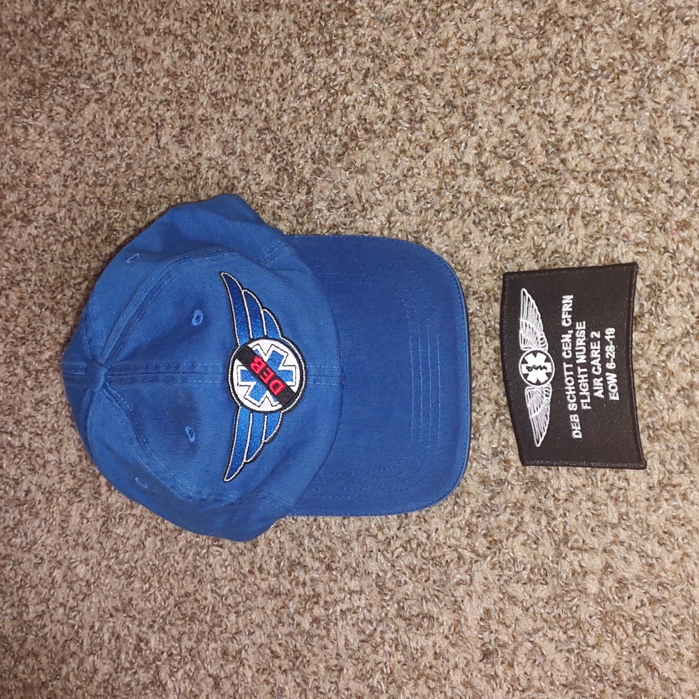 Vintage Deb Schott Flight Nurse Air Care 2 Badge + Deb Embroidered Blue Hat